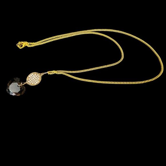 Brown Crystal heart pendant gold plated plus matching necklace - Picture 4 of 6